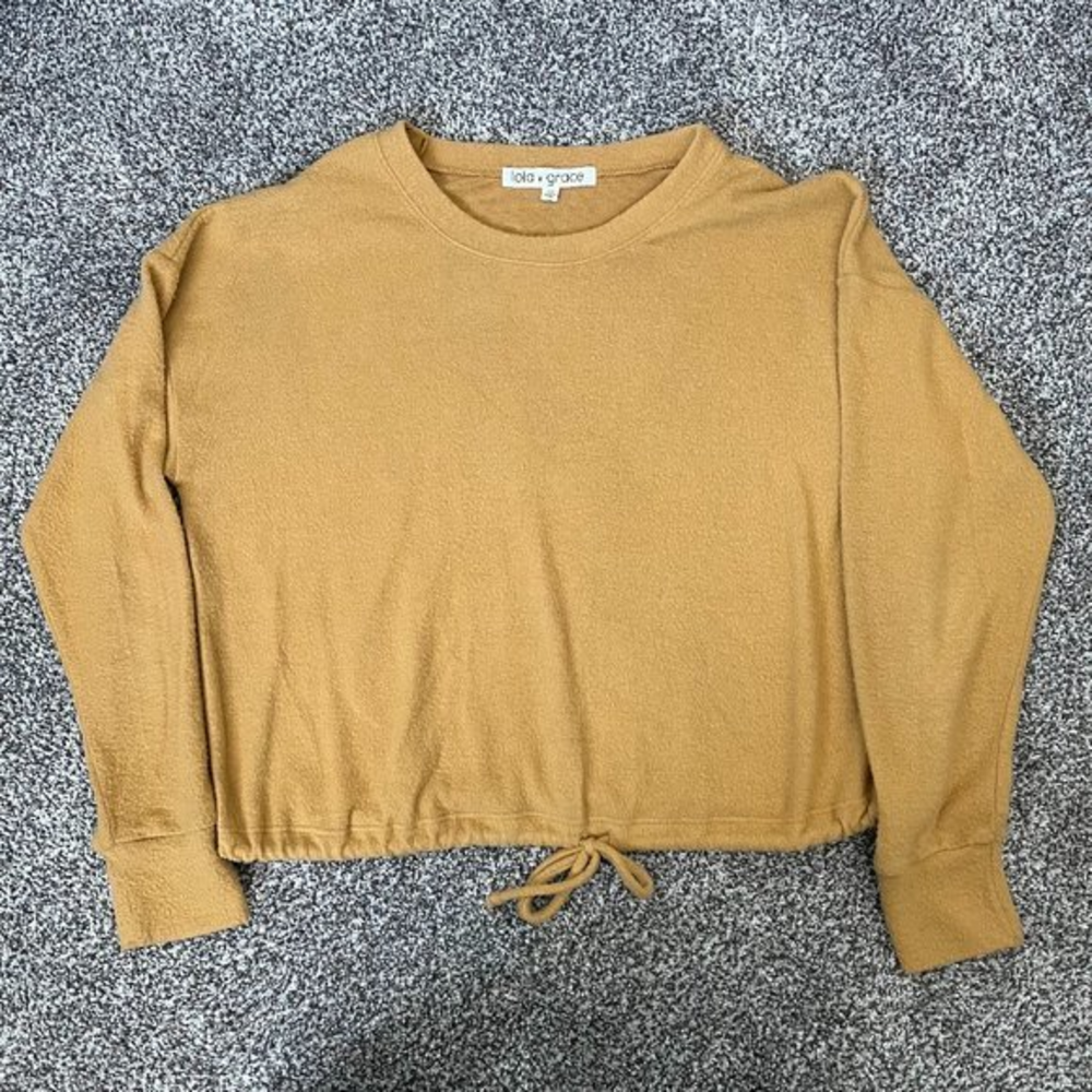 Lola Grace, Women's Size XS Mustard Yellow Drawstring‎ Sweater